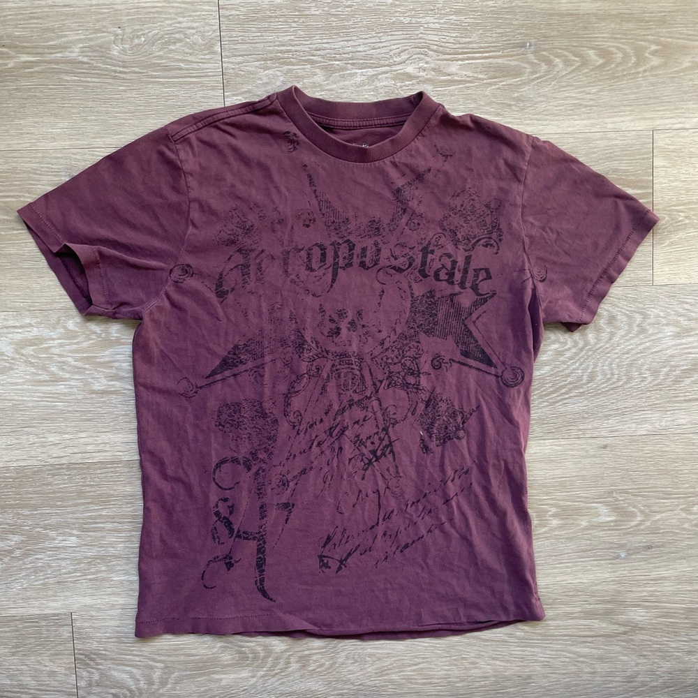 Vintage Y2K Aeropostale Burgundy Cotton T Shirt